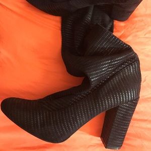 Black Stretchy Zip Back Boot by Nicole